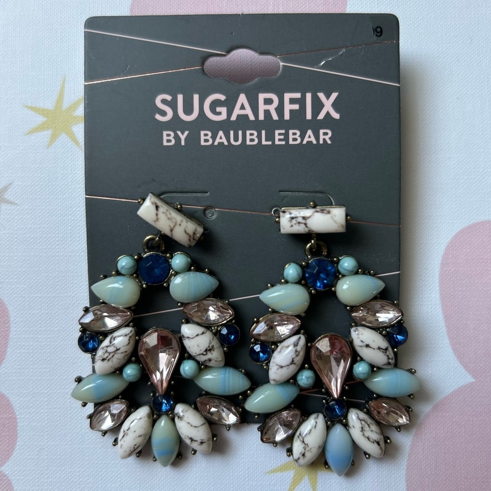 🛍️2/$15 New Sugarfix BaubleBar Earrings Mixed Jewels Stone Look Statement Piece
